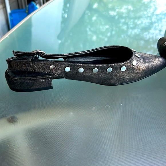 Dolcetta Women’s Stella Sling-Back Flat - Gray Size 6 Studded Metallic - Picture 2 of 7